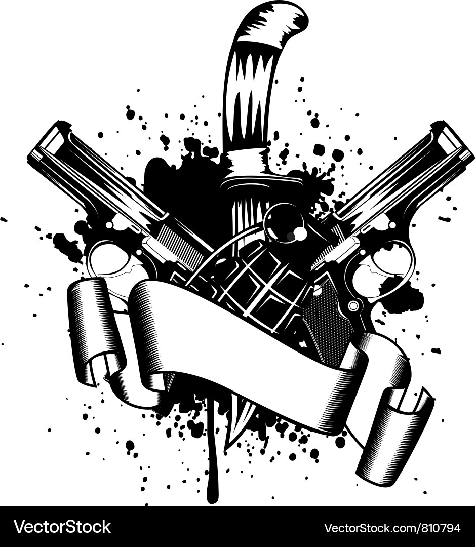 Pistols and Dagger Weapon Set vector image