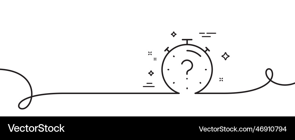 Quiz line icon timer with question mark vector image