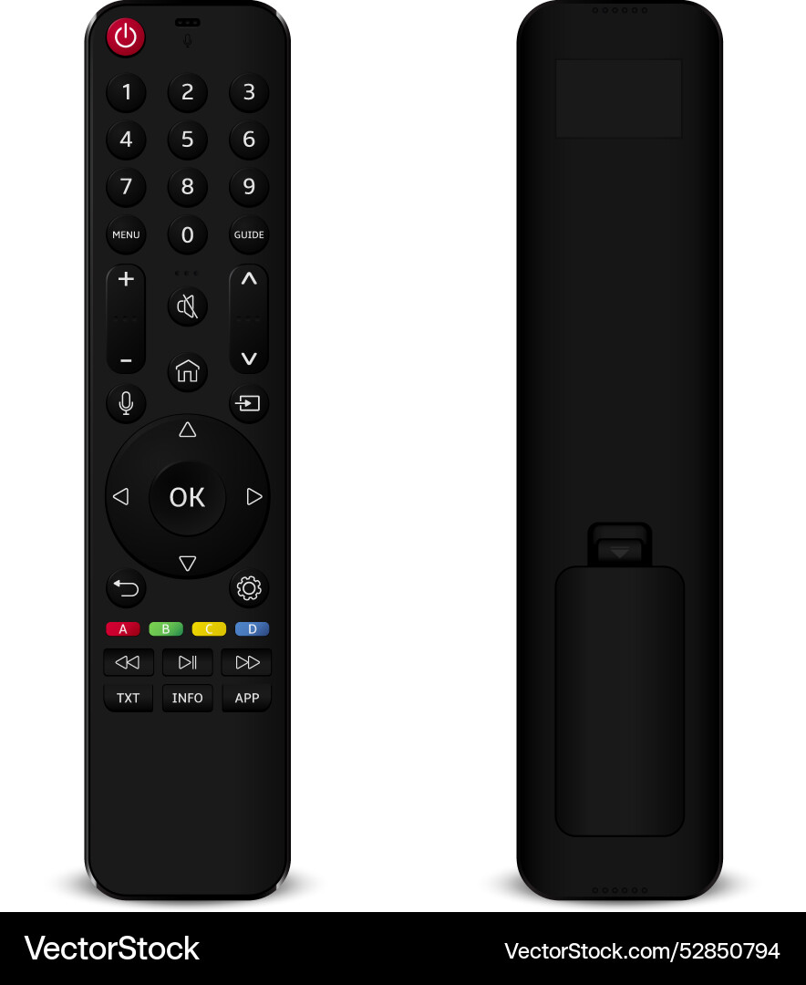 Remote control front and back side isolated Remote control front and back side isolated vector image