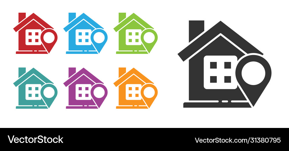 Black map pointer with house icon isolated Vector Image