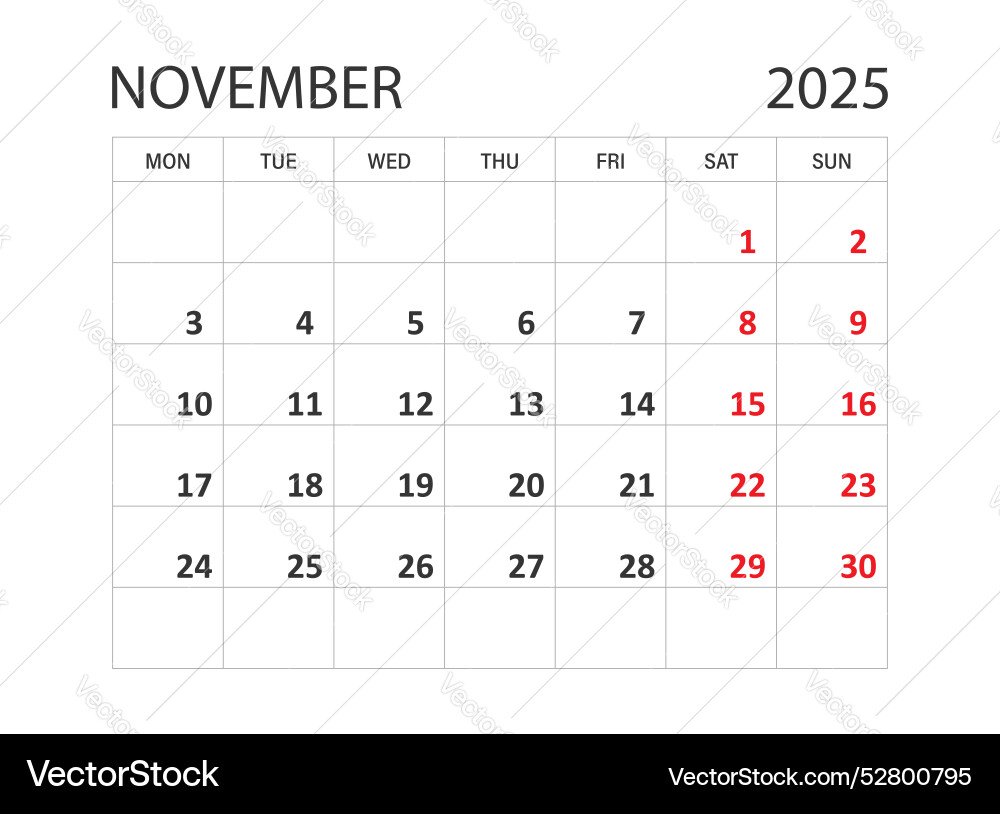 Calendar november 2025 icon in flat style planner Vector Image