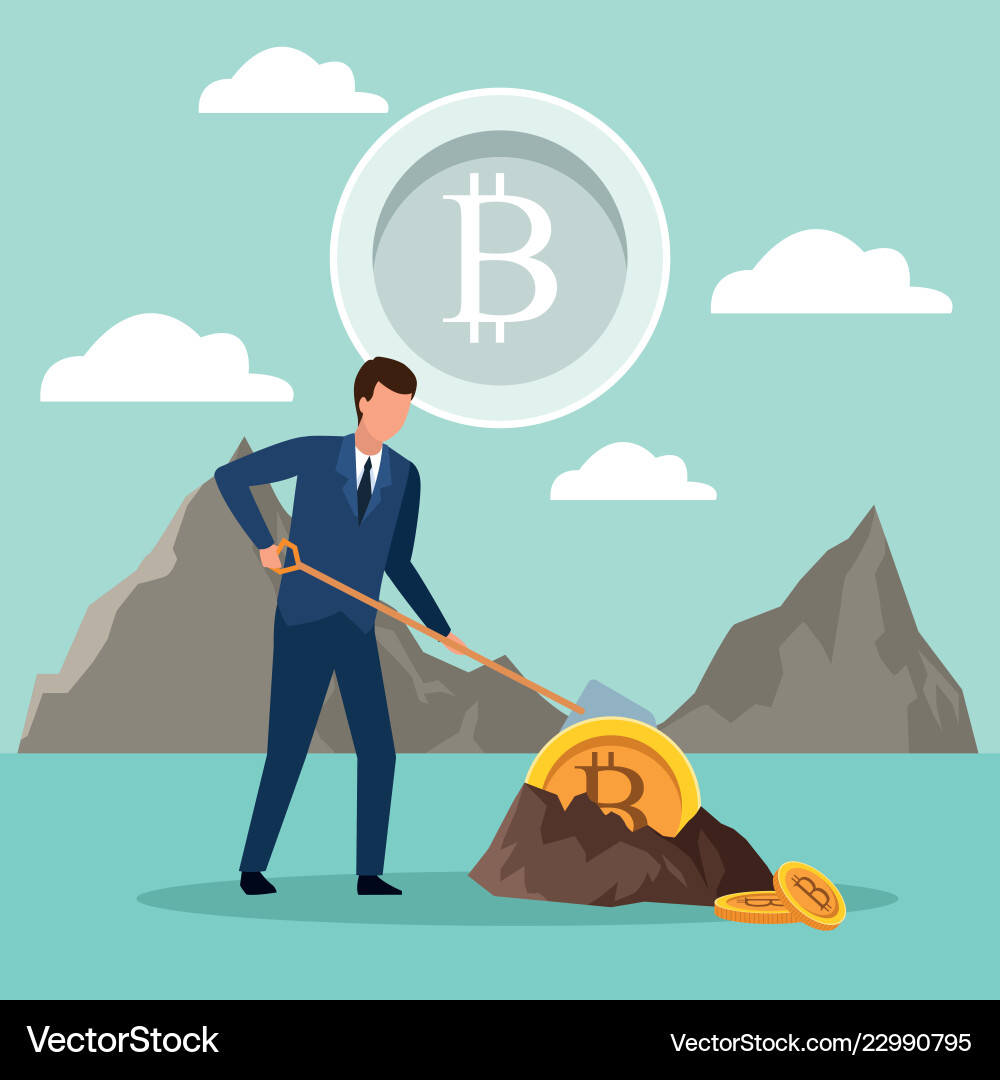 Digital mining bitcoin Digital mining bitcoin vector image