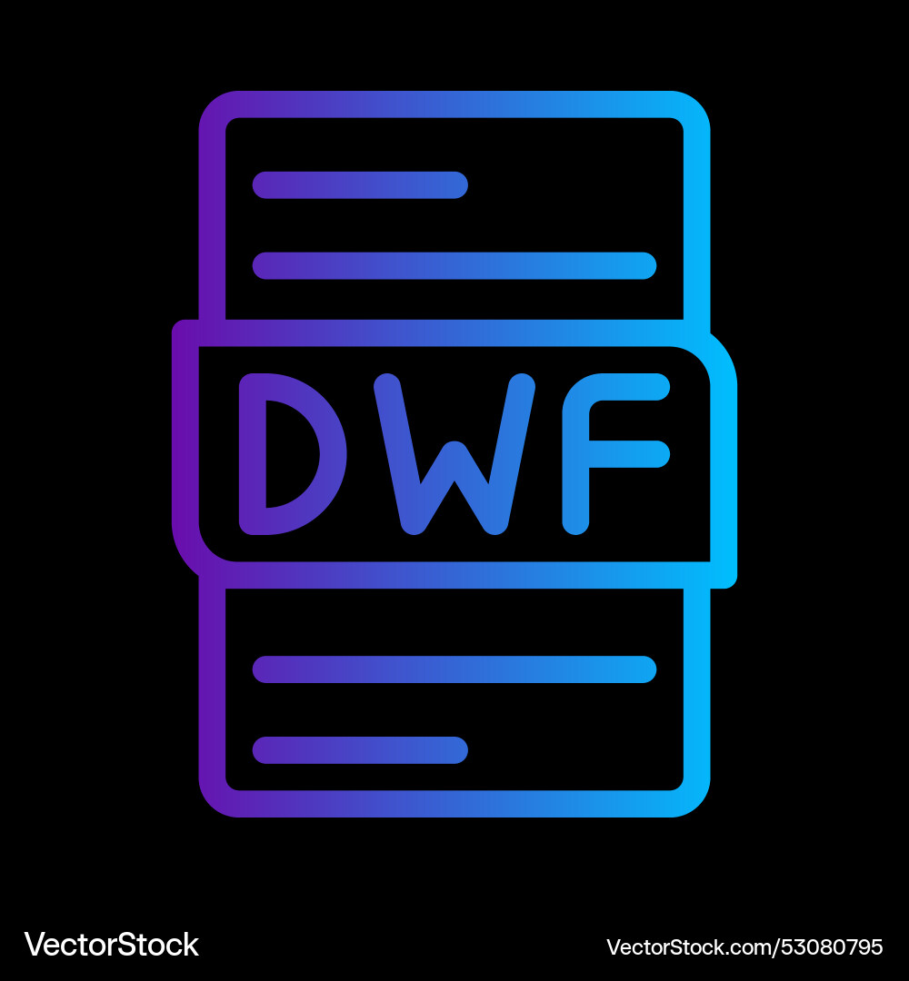 Dwf file format document gradient icon Vector Image