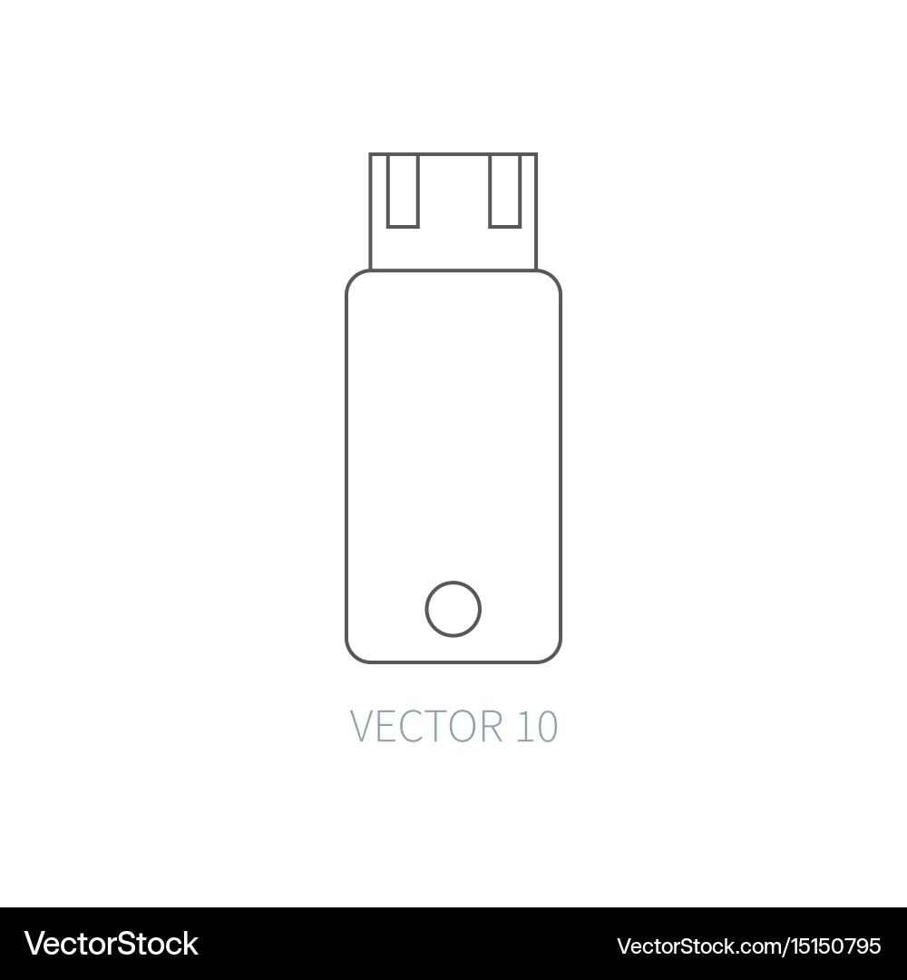 Flat line computer part icon - flash drive Vector Image