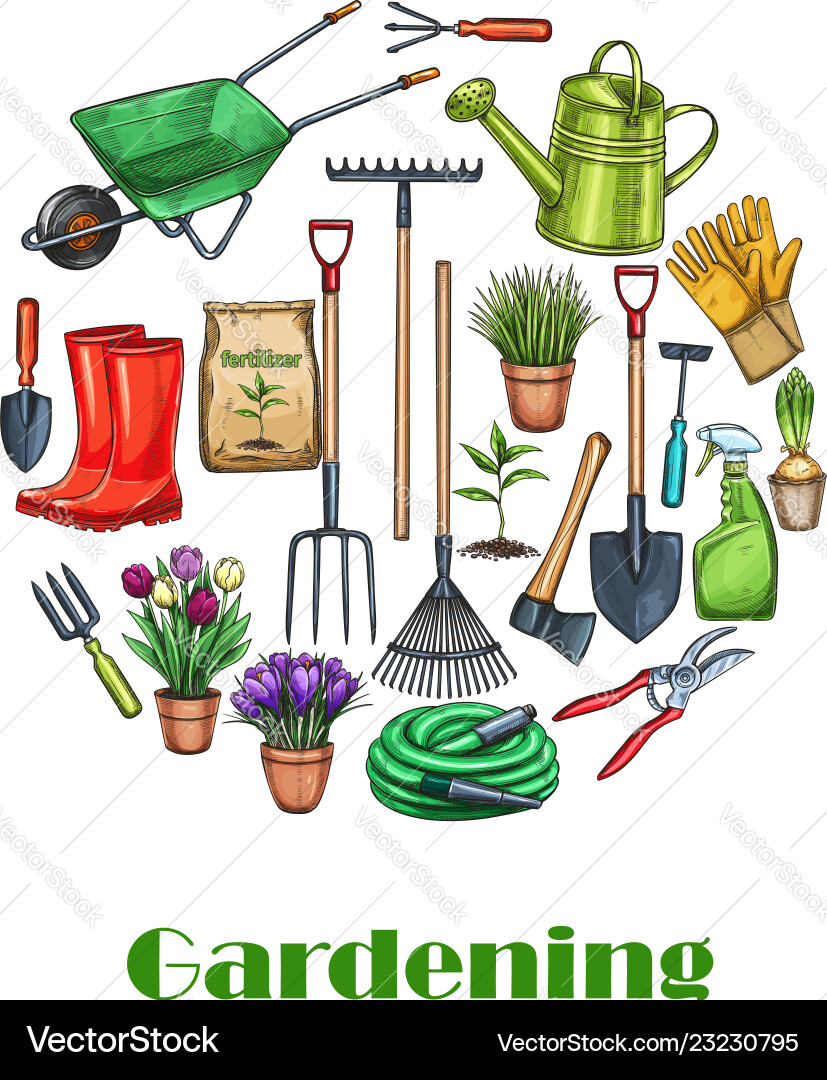 Gardening banners sketch vector image