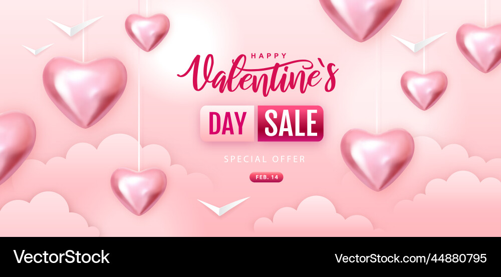 Happy valentines day big sale typography poster vector image