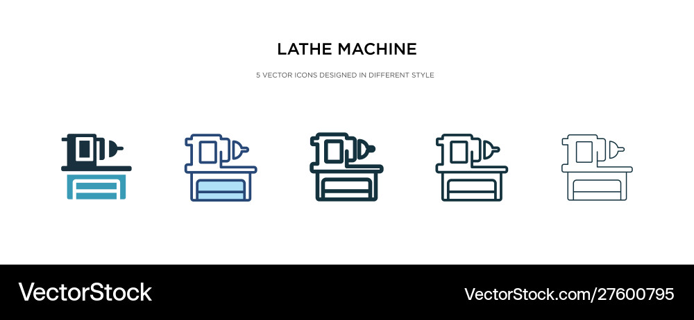Lathe machine icon in different style two Lathe machine icon in different style two vector image