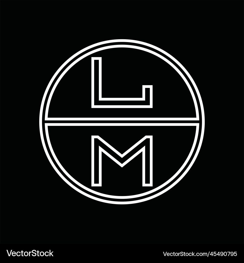 Ml logo monogram abstract inside circle stripe vector image