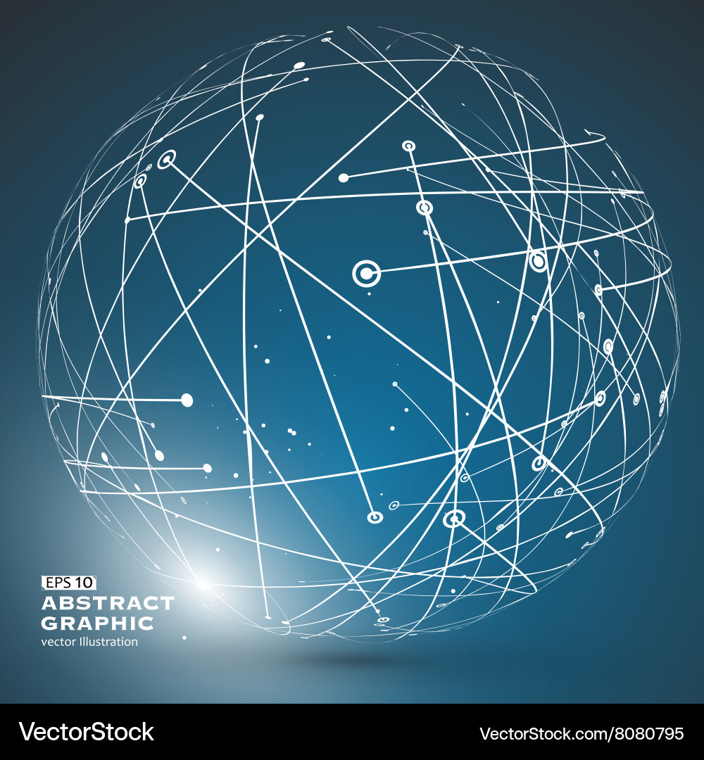 Point and curve constructed the sphere wireframe Vector Image