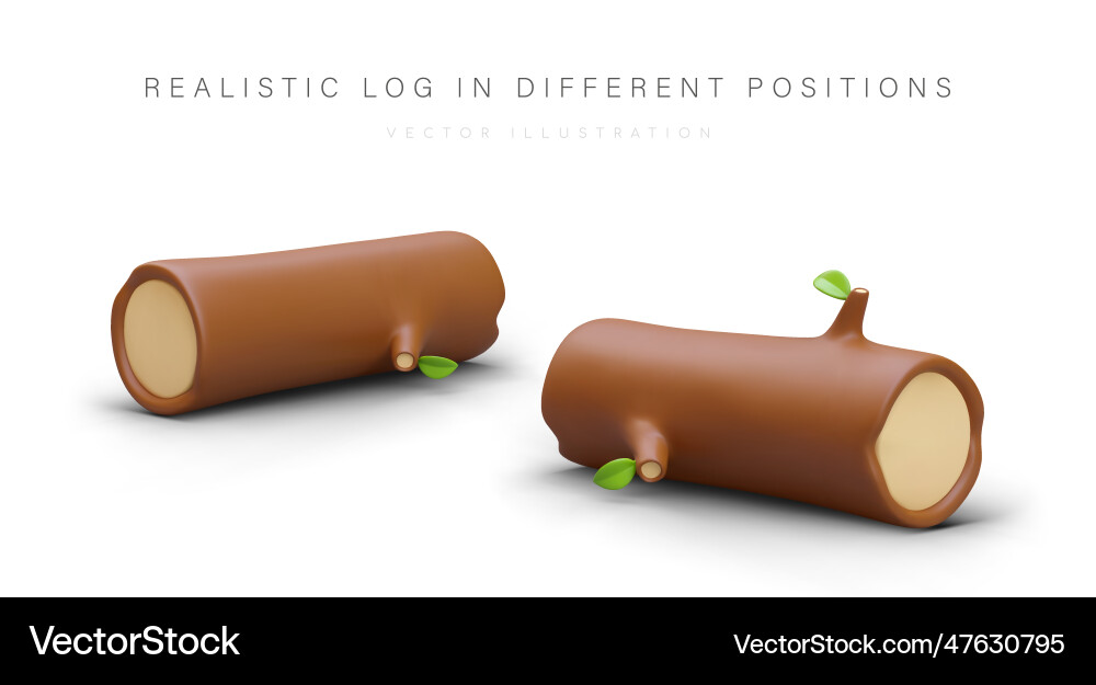 Realistic log in different positions sawn tree Vector Image