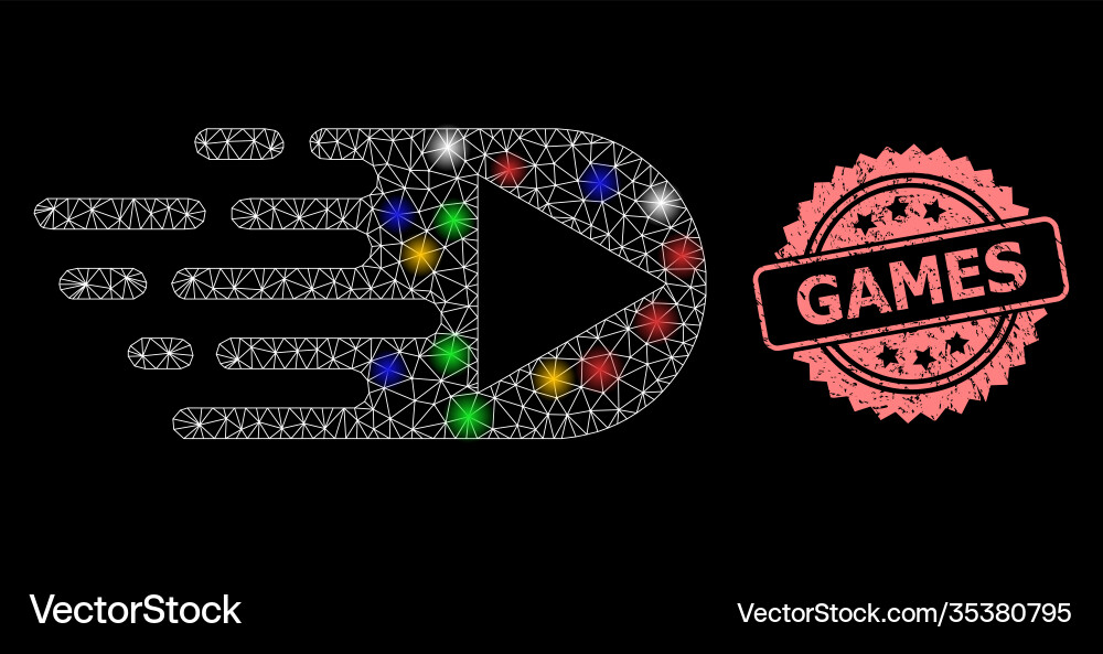 Scratched games stamp seal and net play function Scratched games stamp seal and net play function vector image