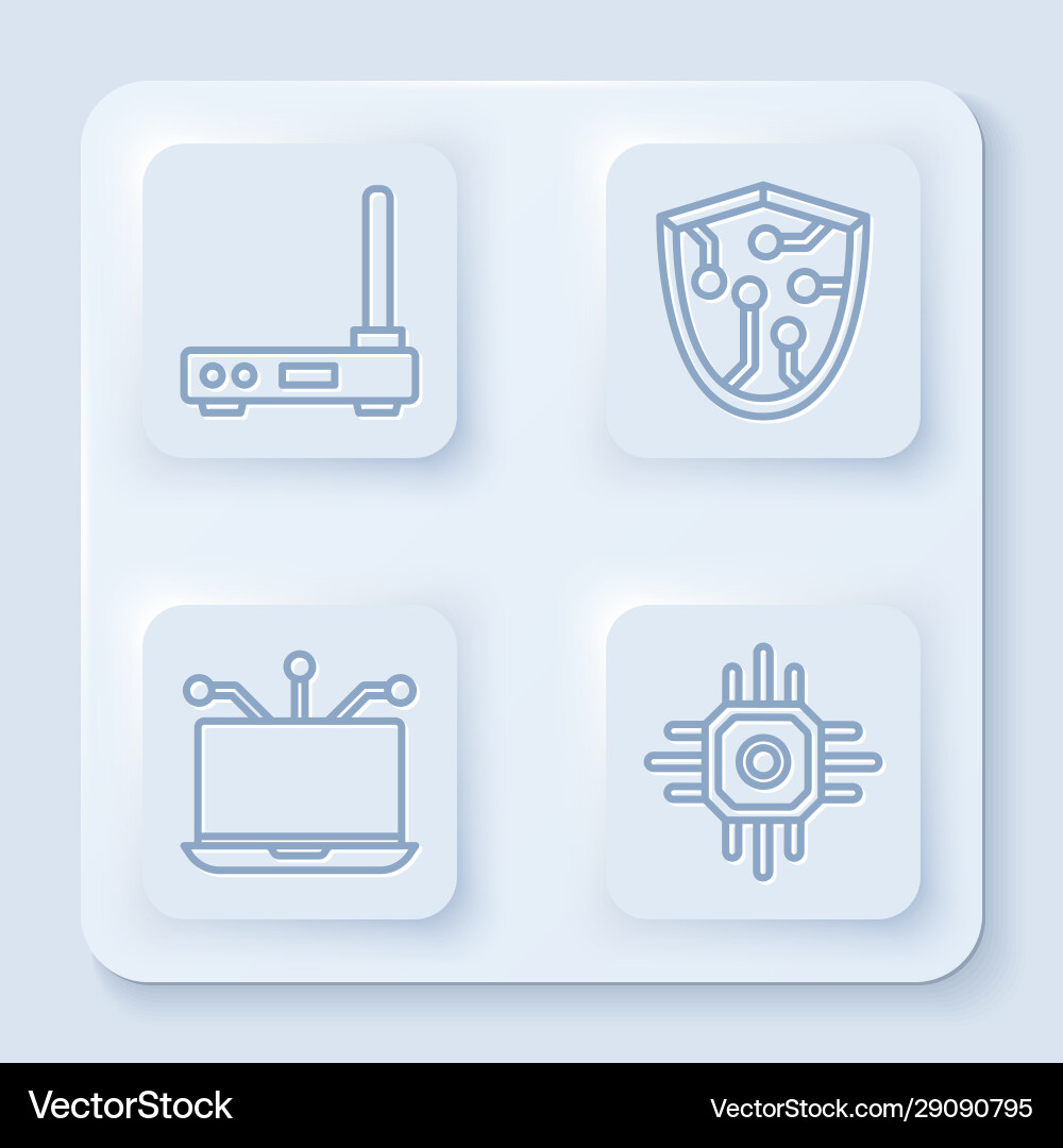 Set line router and wi-fi signal cyber security vector image