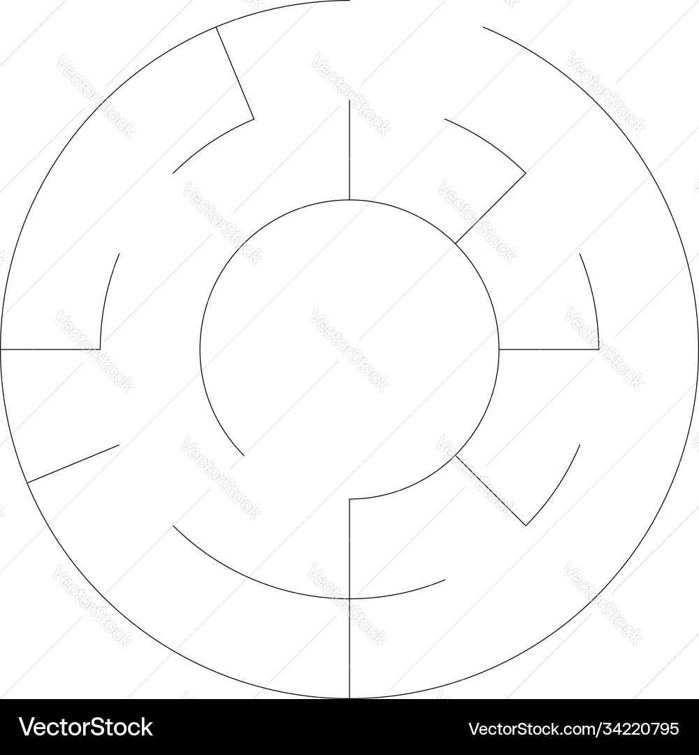 Solvable circle circular maze labyrinth puzzle Solvable circle circular maze labyrinth puzzle vector image