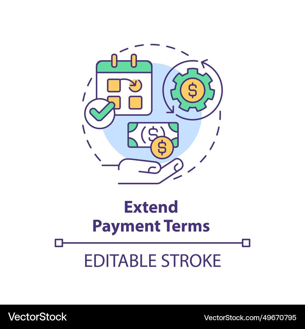 Thin line simple colorful extend payment terms vector image