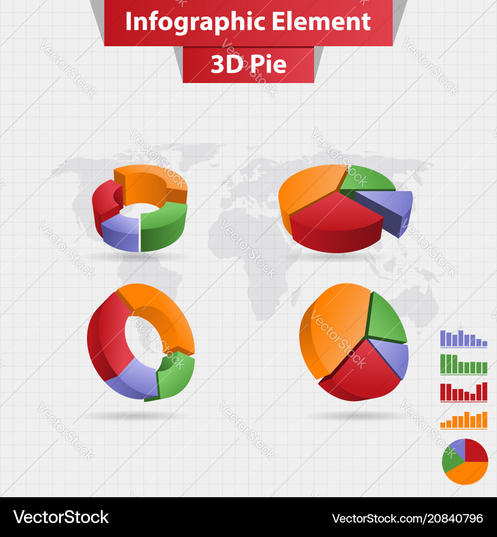 4 different infographic element 3d pie chart 4 different infographic element 3d pie chart vector image