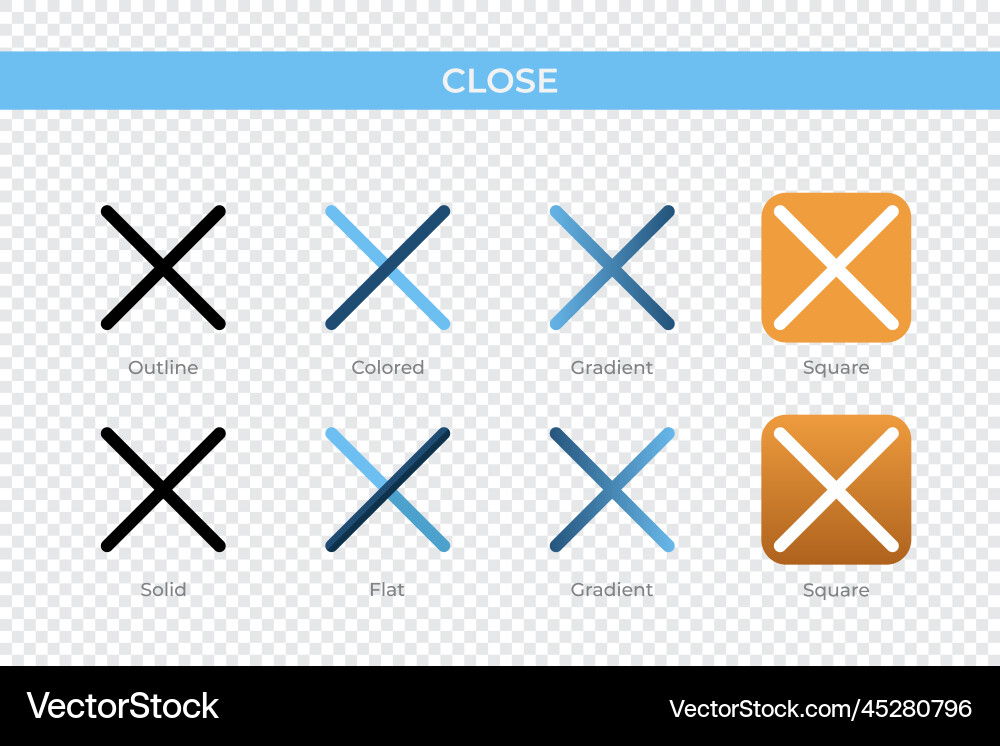 Close icon in different style icons Close icon in different style icons vector image