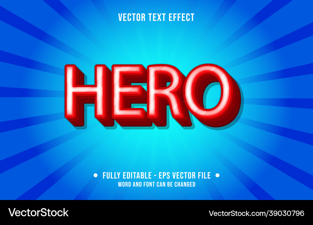 Editable text effect gradient hero style vector image
