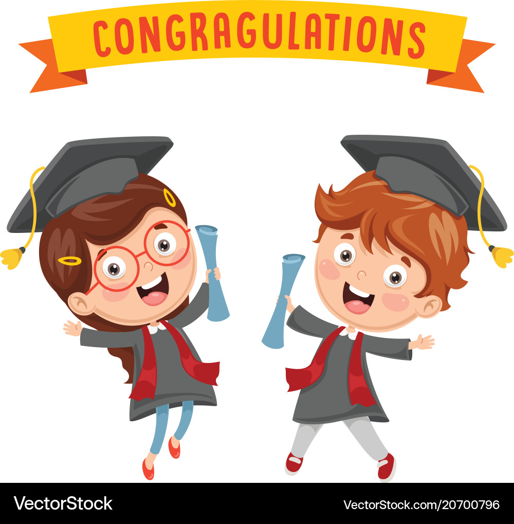 Kid graduating Royalty Free Vector Image - VectorStock