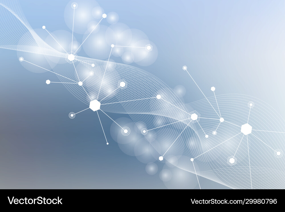 Molecular structure with connected lines dots vector image