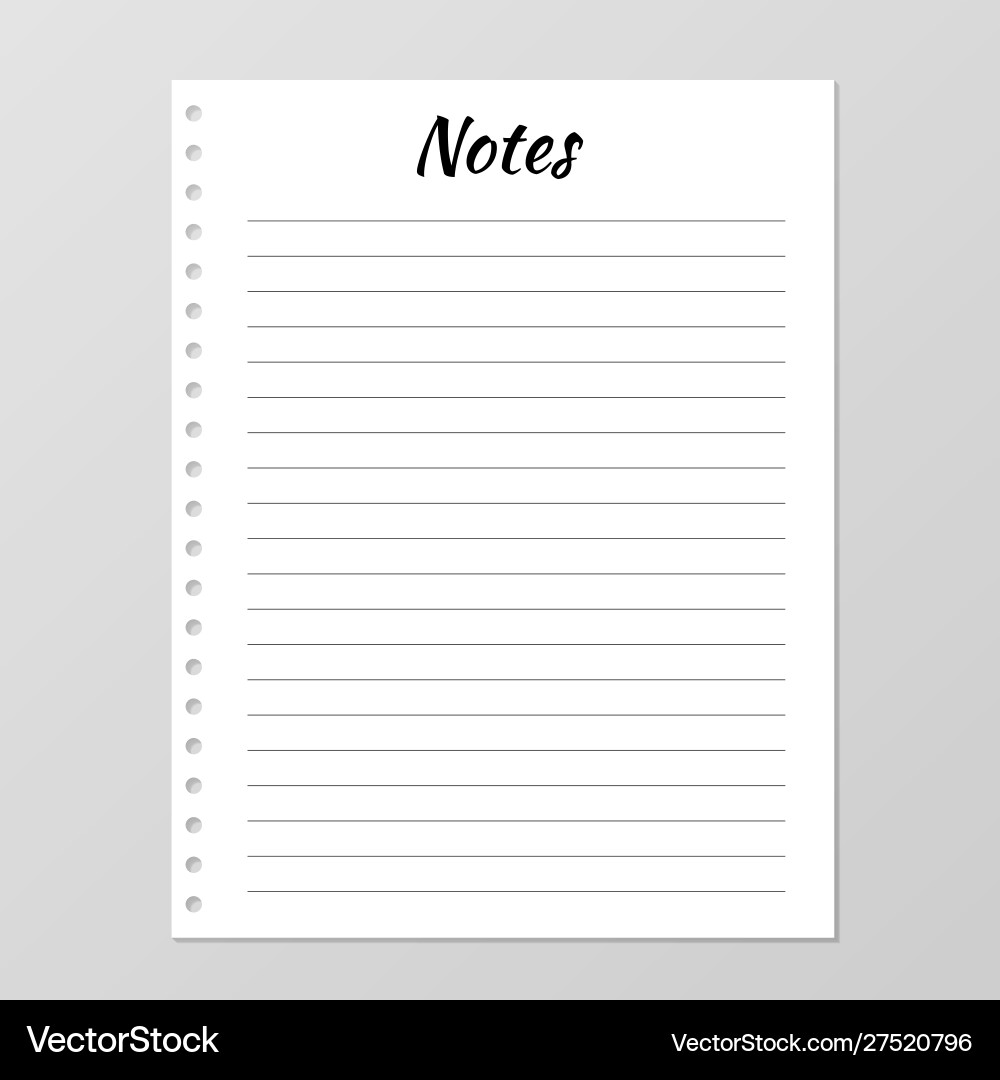 Notes list template daily planner page lined vector image