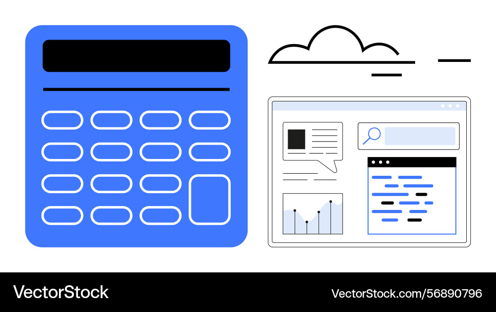 Online calculation and data analysis with digital Online calculation and data analysis with digital Vector Image