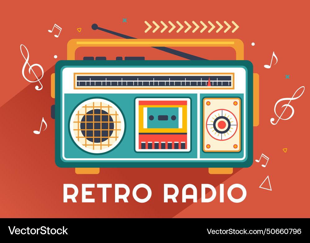 Retro radio with player style for record old Retro radio with player style for record old Vector Image