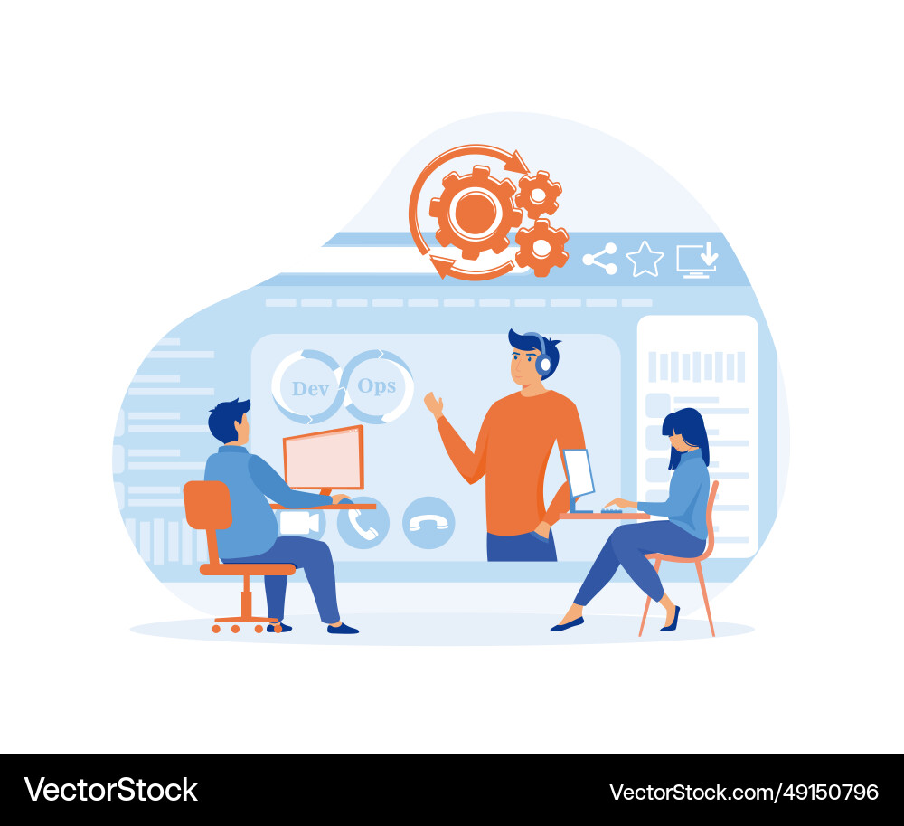 Software development and it operations concept vector image