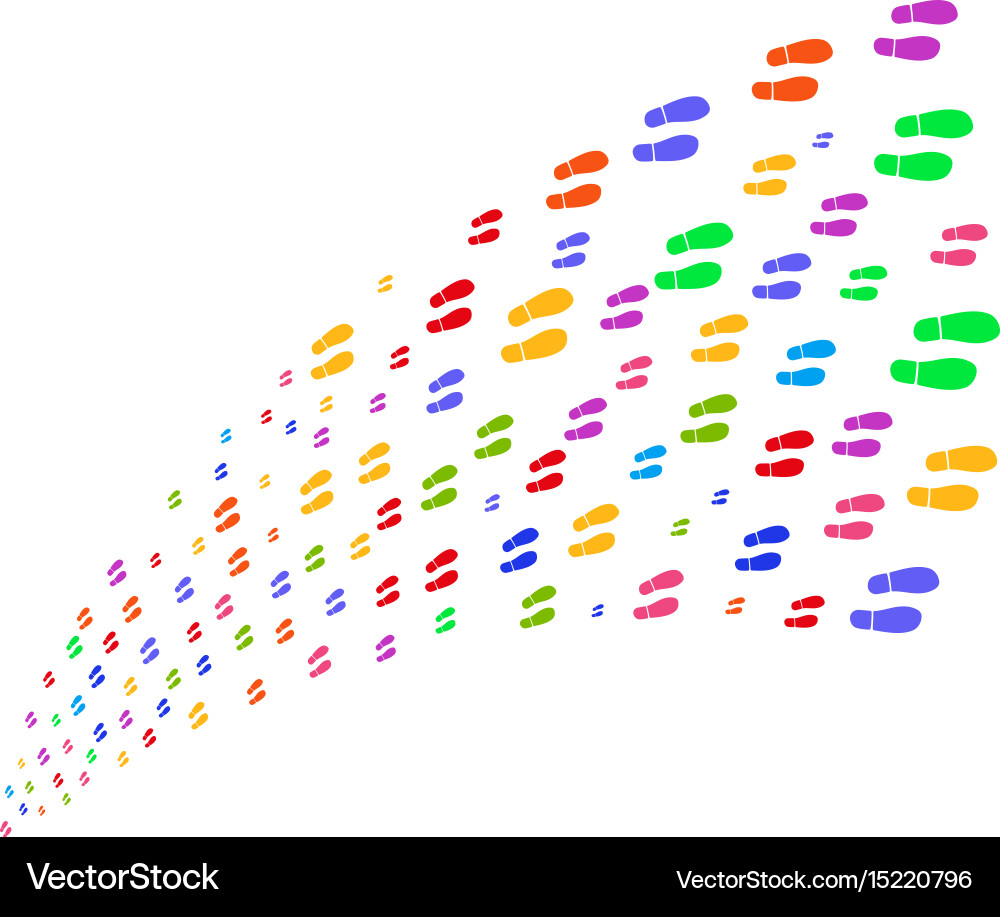 Source stream of boot footprints Vector Image