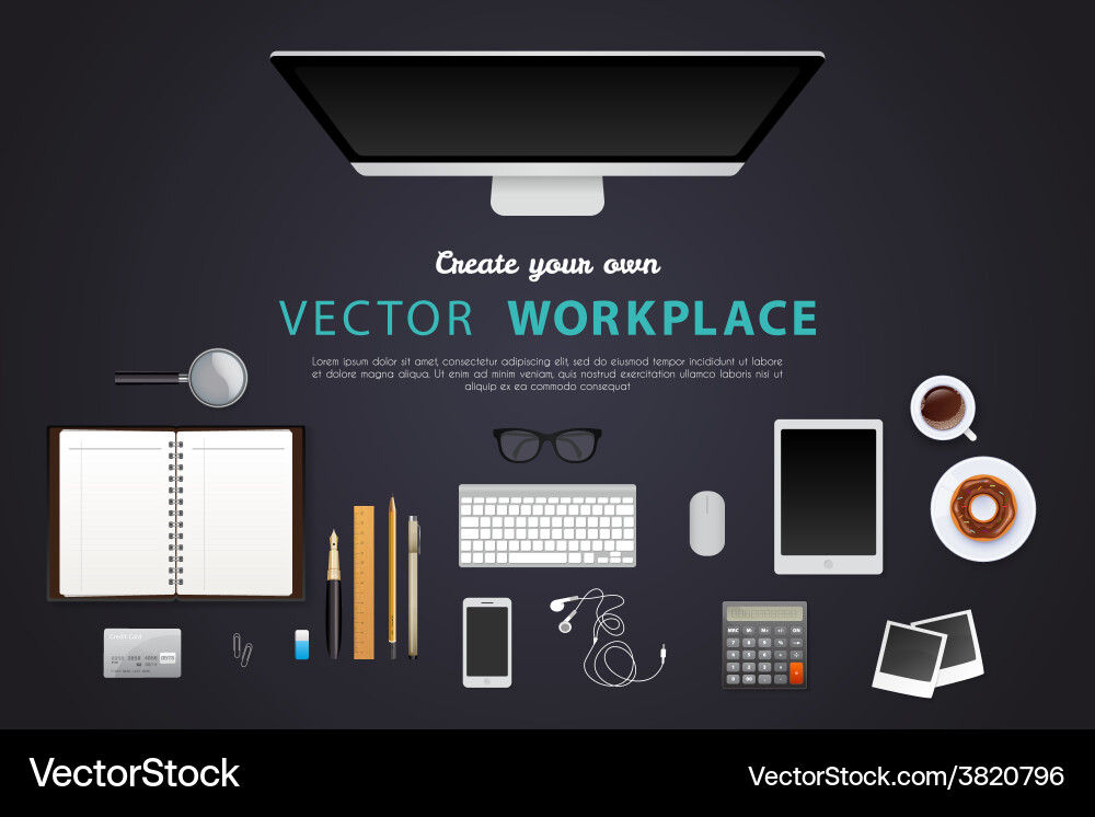 Workplace with isolated objects Vector Image
