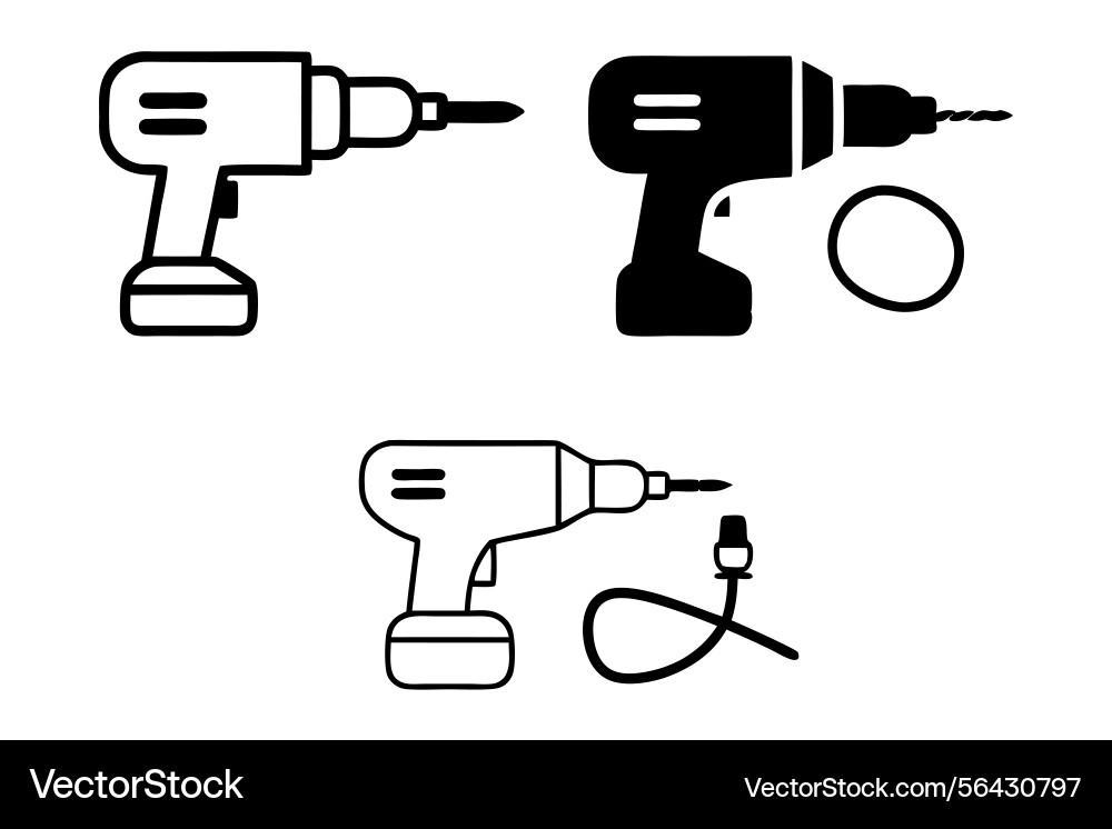 A collection of drill machine in different A collection of drill machine in different Vector Image