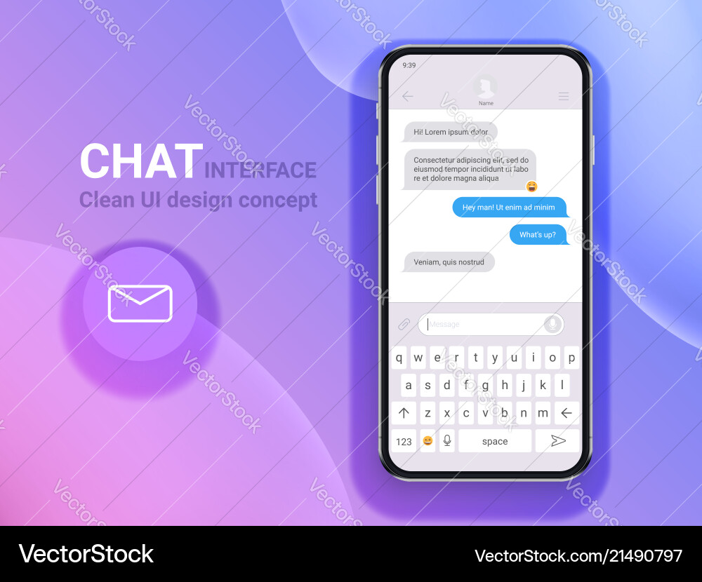 Chat Interface Mobile App Vector Image