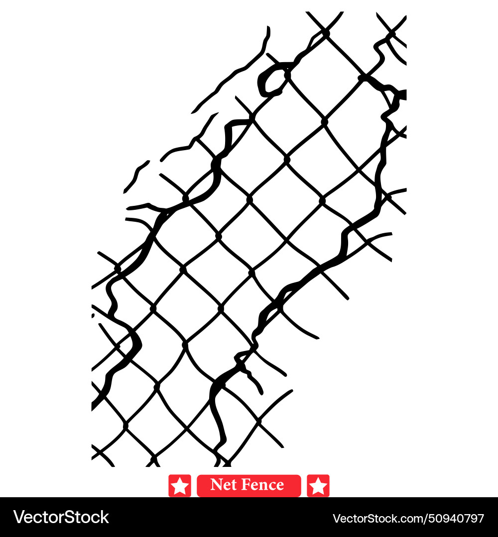 Crafted boundaries intricate net fence set Crafted boundaries intricate net fence set vector image