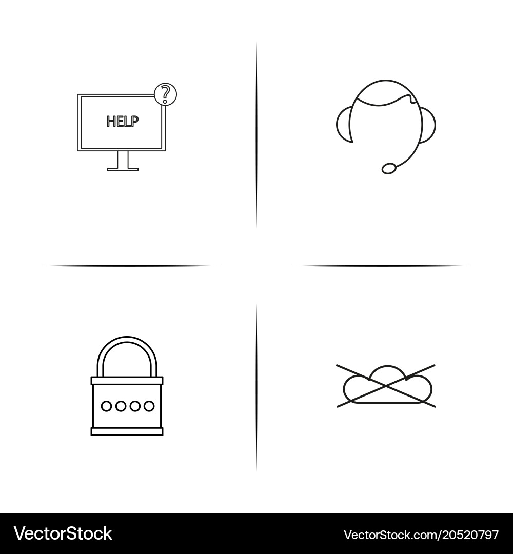 Cyber security simple linear icons set outlined vector image
