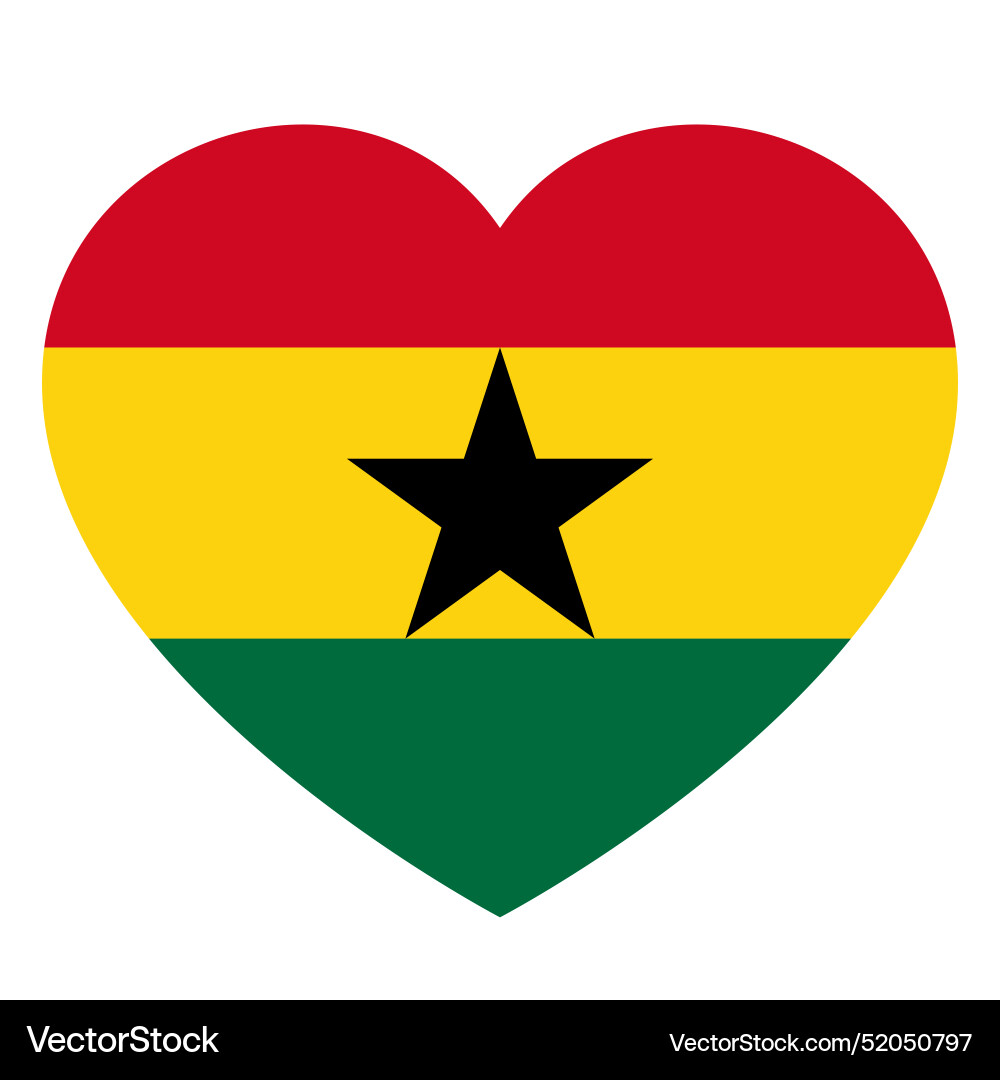 Flag of ghana in form heart symbol love Flag of ghana in form heart symbol love vector image