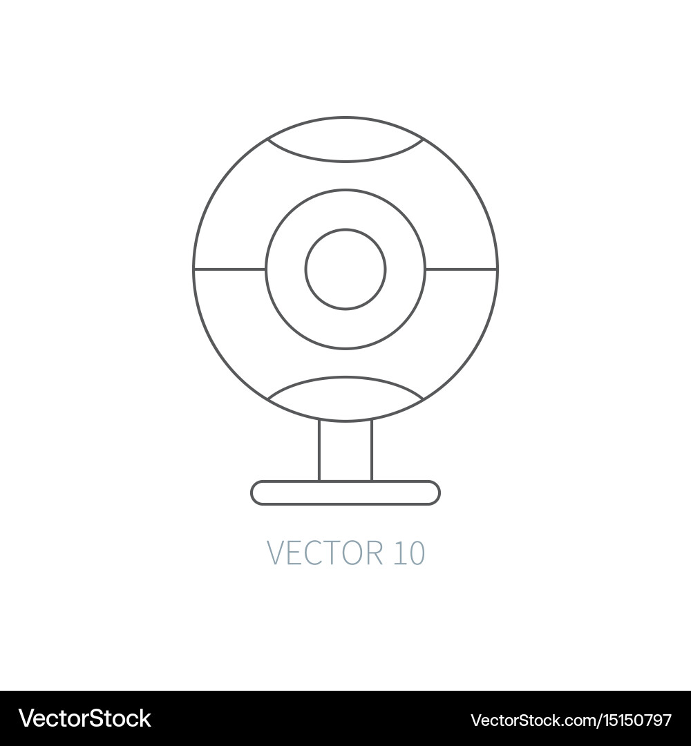 Flat line computer part icon webcam Vector Image