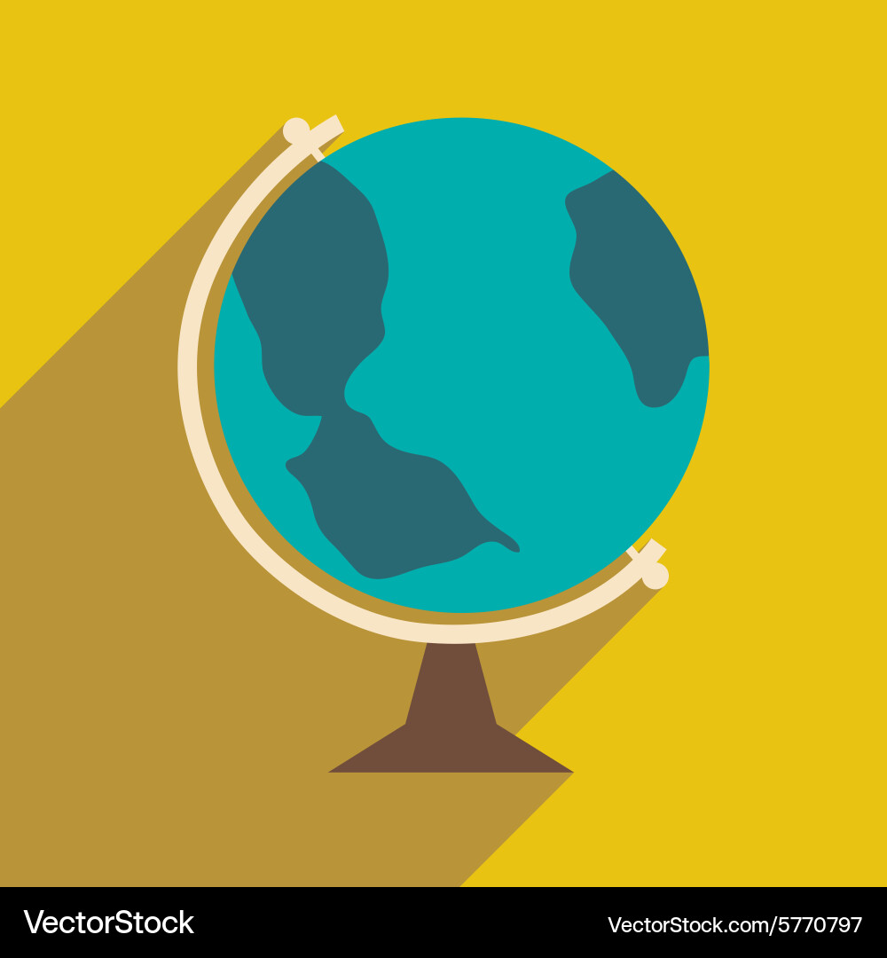 Flat with shadow icon and mobile application globe Vector Image