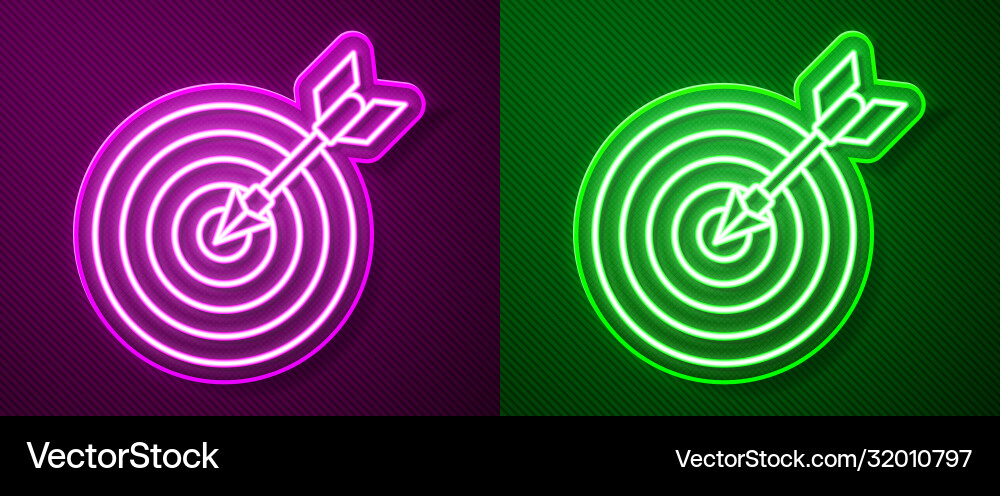 Glowing neon line target with arrow icon isolated Vector Image