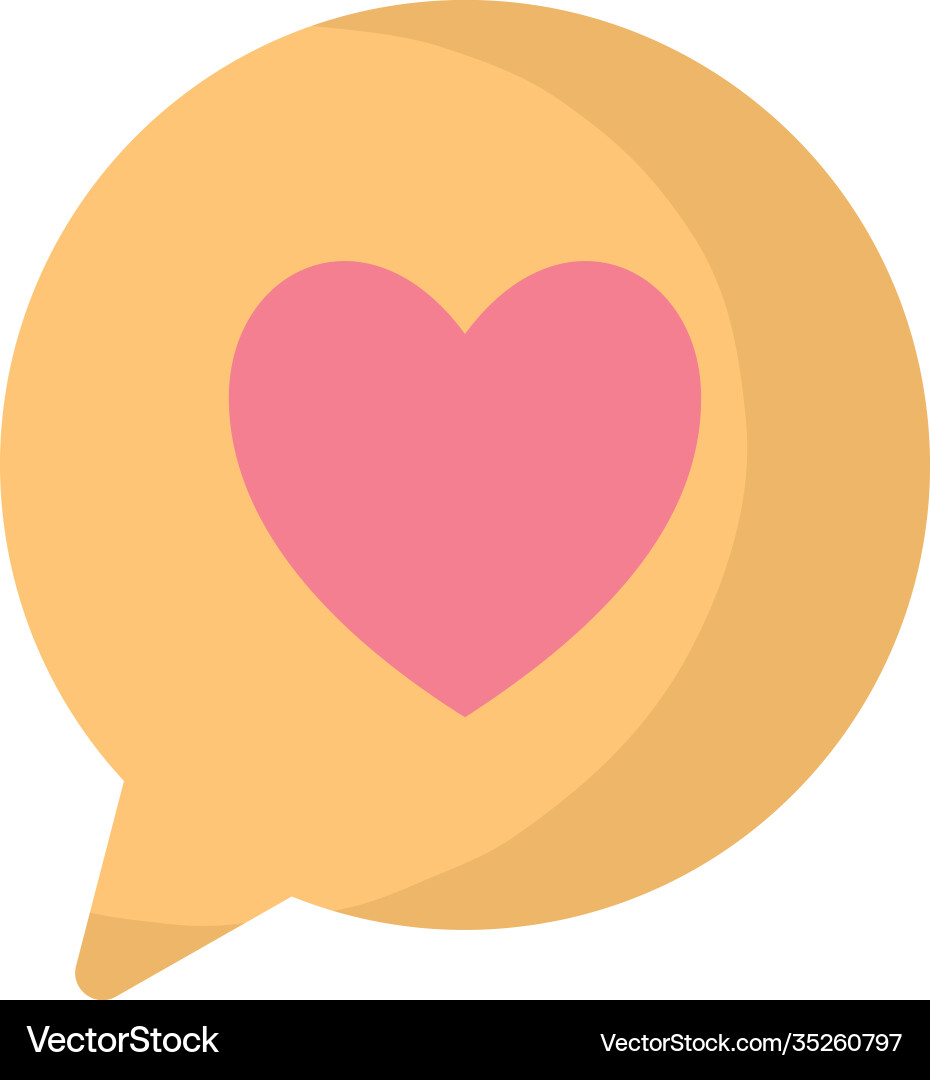 Message bubble with yellow color and one heart Vector Image