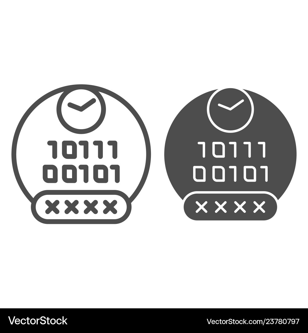 Password line and glyph icon pin code vector image
