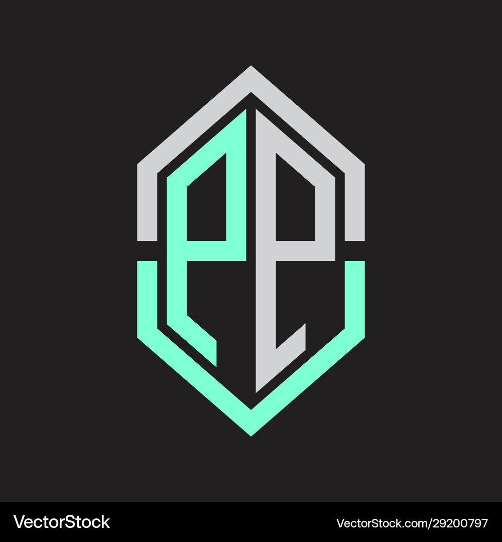 Pp logo monogram with hexagon shape and outline Vector Image
