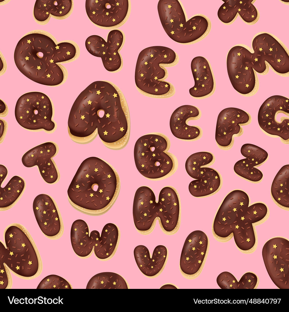 Seamless pattern with letters donuts Vector Image