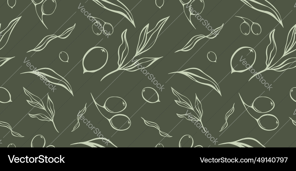 Seamless patterns with olive branch Seamless patterns with olive branch vector image