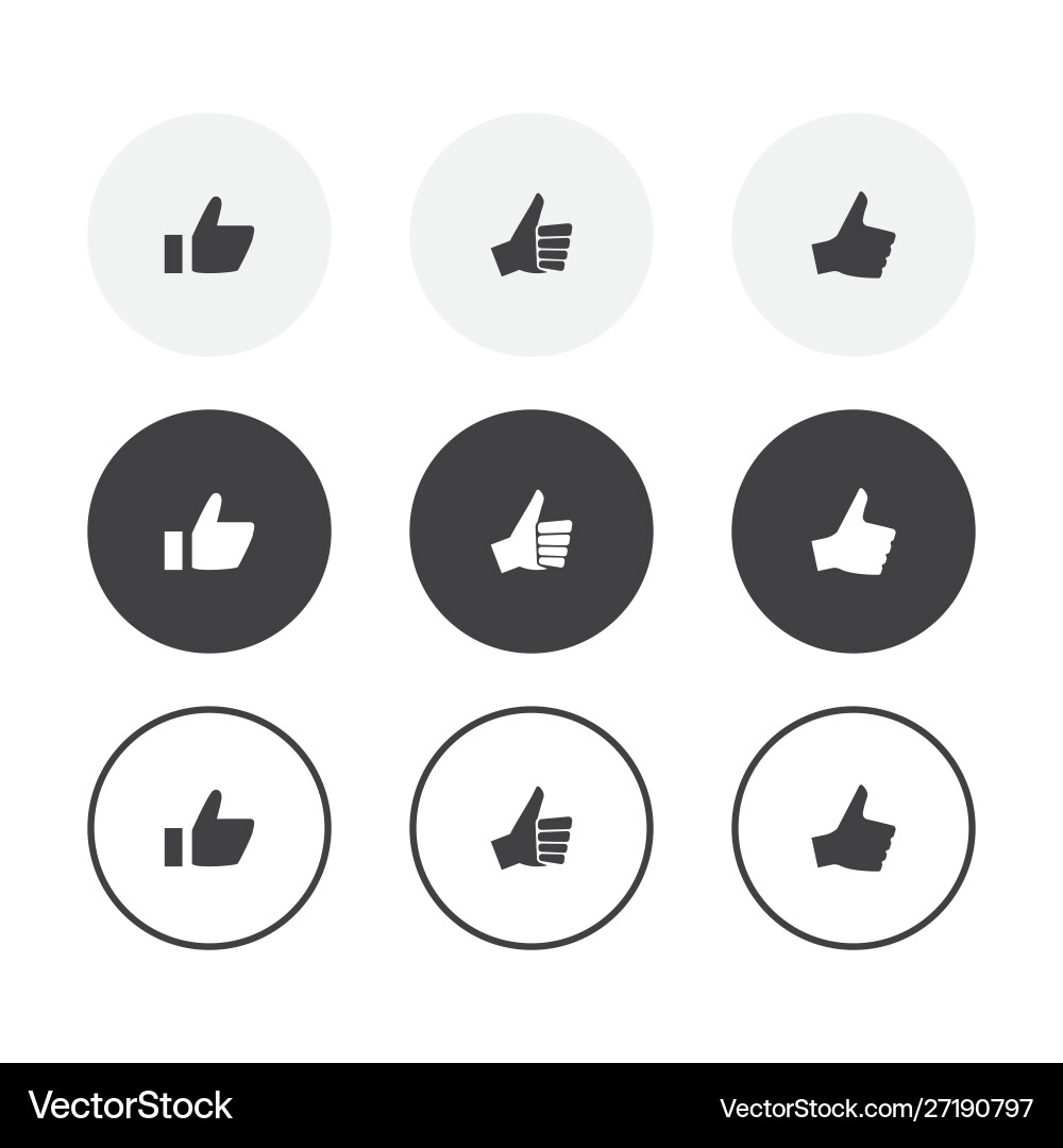 Set 3 simple design thumb up icons rounded vector image