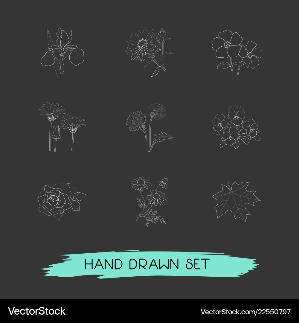 Set botany icons line style symbols Set botany icons line style symbols vector image
