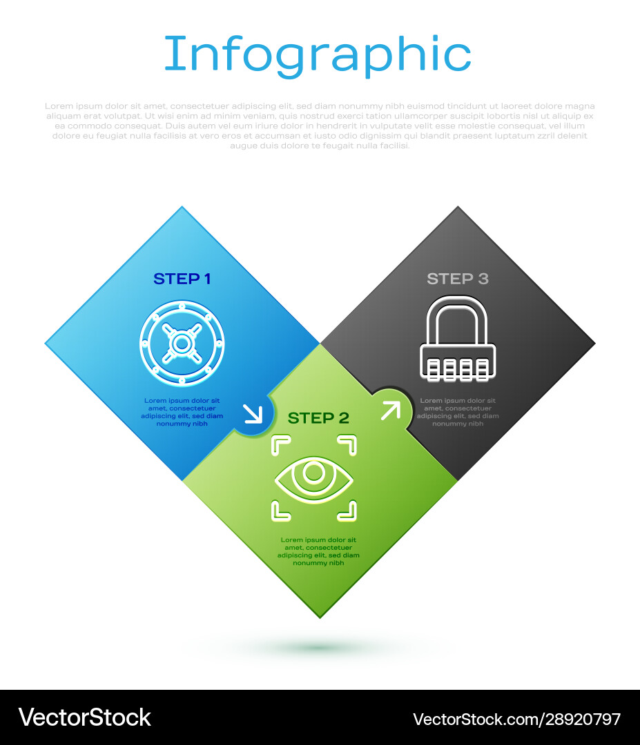 Set line safe combination lock and eye scan Set line safe combination lock and eye scan vector image