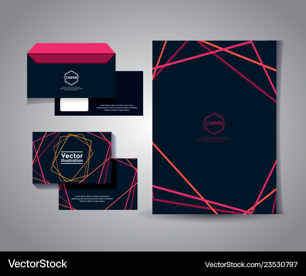 Set of business card with lines and envelope Set of business card with lines and envelope Vector Image