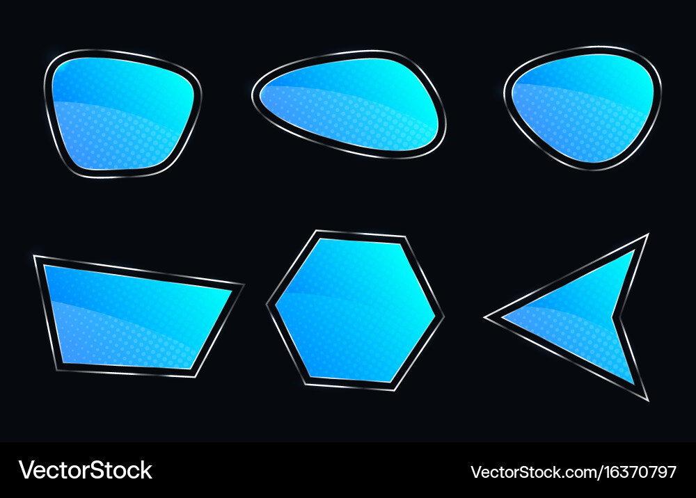 Set of glossy web frames for text vector image