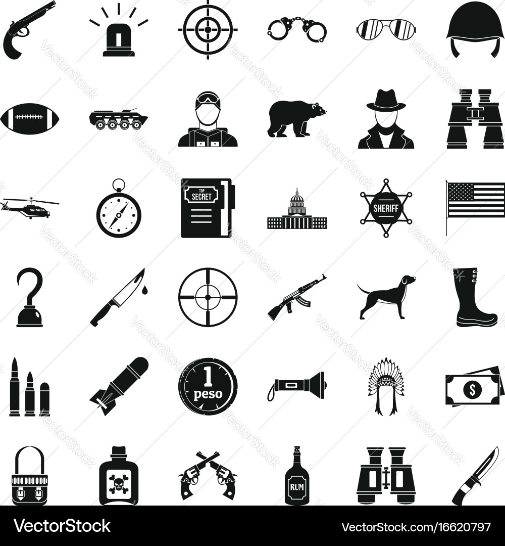 Weapon icons set simple style Vector Image