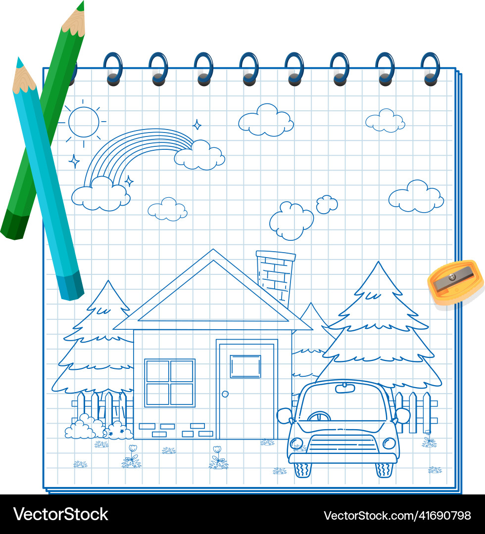 A notebook with doodle sketch design and colour A notebook with doodle sketch design and colour vector image