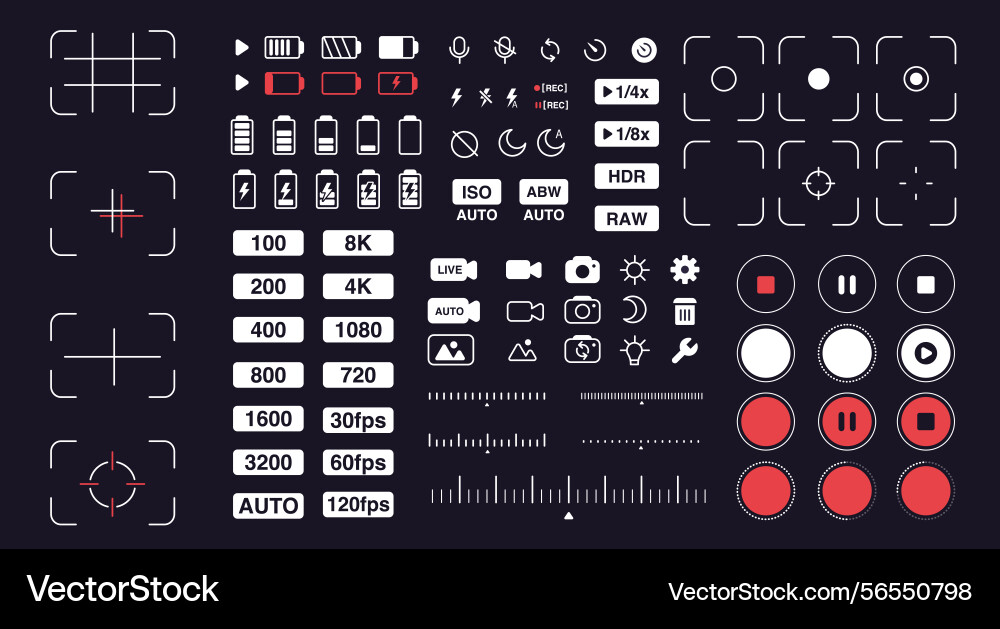 Camera interface smartphone ui icons vector image